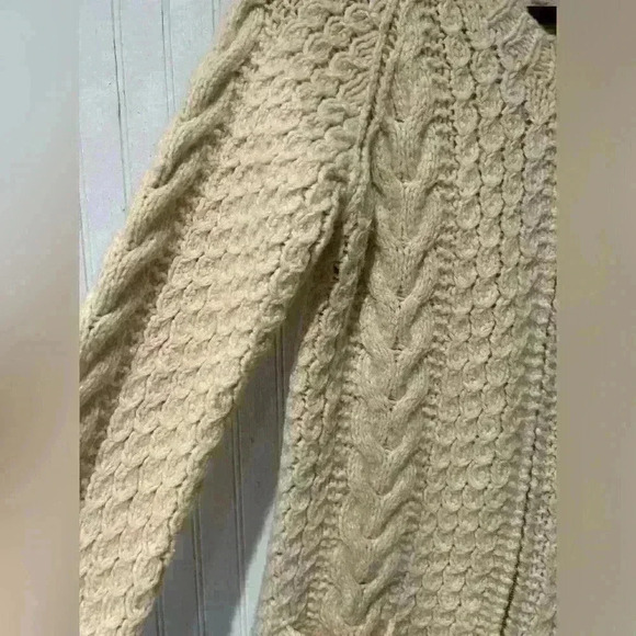 Vintage hand knit  fisherman wool zip sweater Sz. Small cottagecore classic GUC - Picture 7 of 8